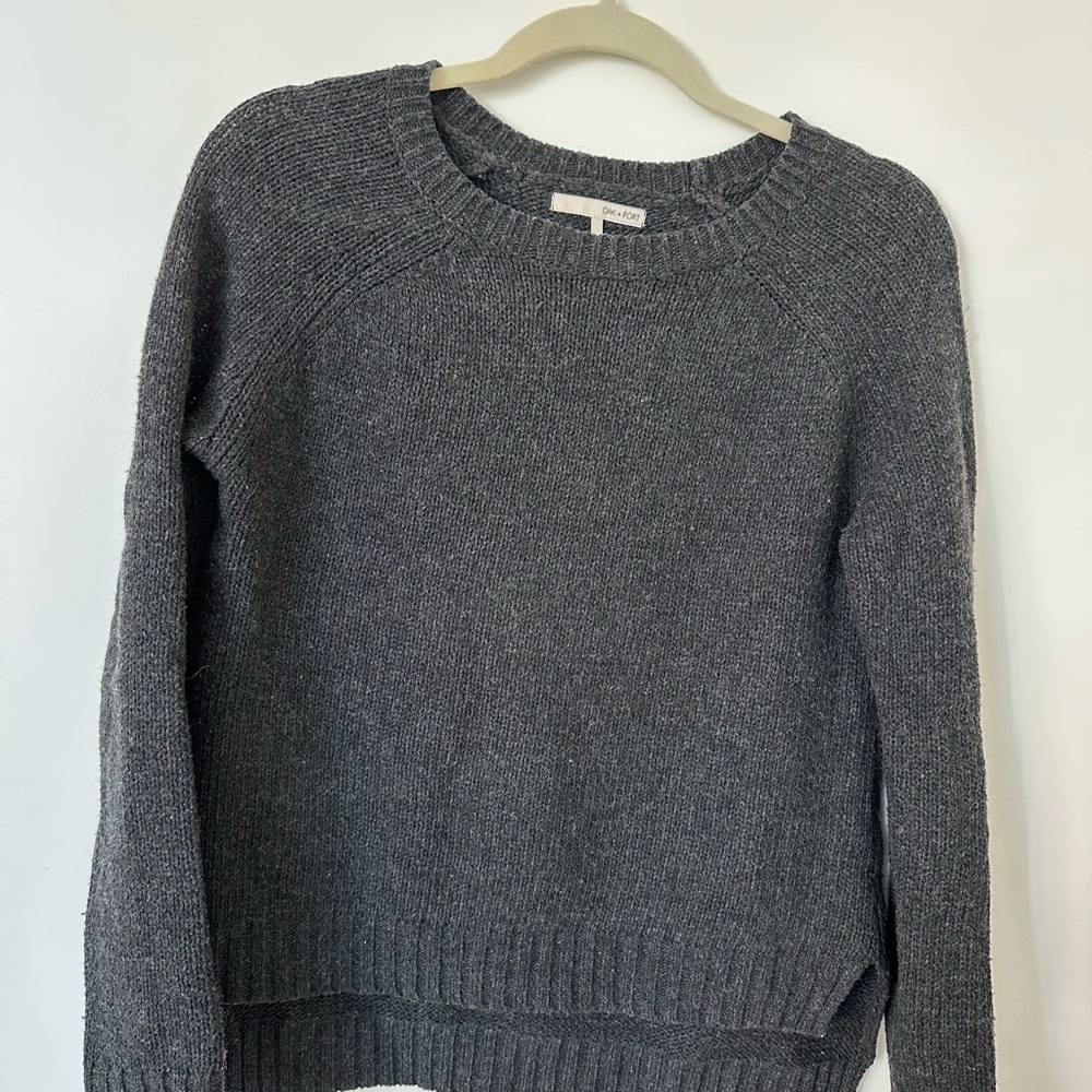 OAK + FORT Charcoal Crew Neck Sweater